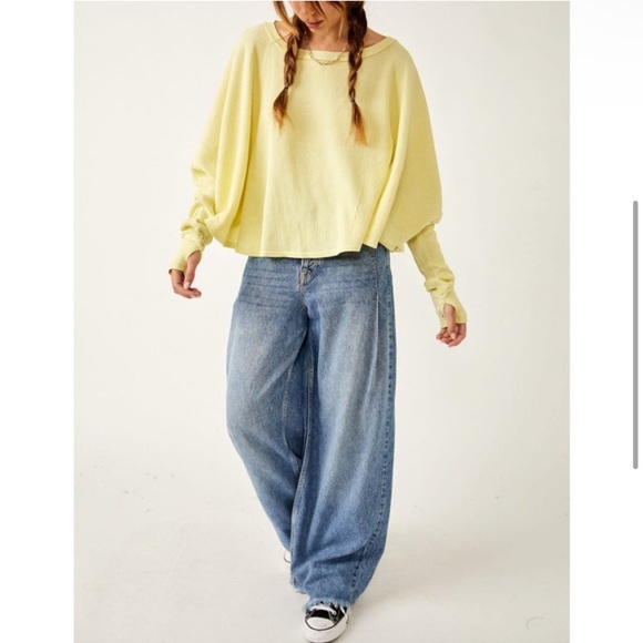 Free People Microphone Drop Thermal in Lemon Grass - Picture 4 of 6